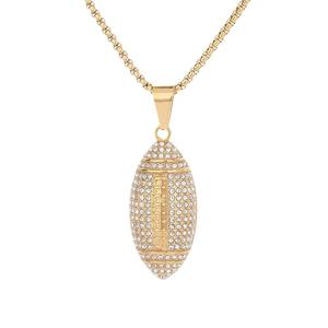 Colliers pendentifs en acier inoxydable plaqué platine étoile, style hip-hop, avec zircone cubique, pour sports de compétition, rugby, étanches et inaltérables - Product Image 6