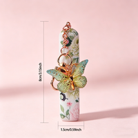 Botol Parfum Isi Ulang Mewah Kosong dengan Gantungan Kunci Kupu-kupu 5ML, Cetak Sablon, Botol Semprot Mini Portabel untuk Perjalanan
