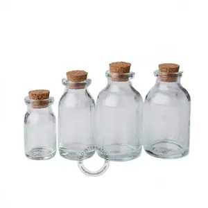 high quality 10ml 15ml 20ml 30ml 50ml glass cork bottles 1oz transparent wishing bottle with corker