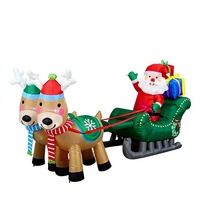 Renne gonflable de Noël de 24 mètres avec LED, en polyester, tirant une traîneau pour livrer des boîtes cadeaux, décoration de jardin