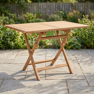Table de jardin pliante en teck moderne, imperméable et durable, 120x70cm, mobilier de jardin écologique - Product Image 3