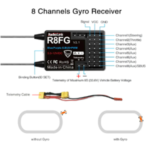 R8FG 8 canaux 2.4G Gyro RC récepteur tension retour 600 mètres longue portée RX pour voiture bateau 8X 6GS 4 T8S <span class=keywords><strong>T8FB</strong></span> - Product Image 3