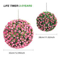 Décoration de la maison Faux plastique topiaire rose rose fleur suspendue boule de plante artificielle extérieure
