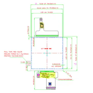 Módulo da tela de ângulo de visão lcd, DV042FBM-T80 540x540 tft lcd interface rgb 4.2 polegadas touch on-cell para industrial