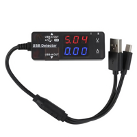 Testeur USB avec ports USB PD, moniteur de batterie avec affichage LED, multimètre de mesure de la capacité, de la tension, du courant et de la puissance pour batterie externe