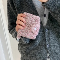 Nouvelle petite bourse à monnaie en peluche douce et moelleuse, imprimé léopard, porte-cartes, mini portefeuille pendentif, sacs de rangement portables pour cartes bancaires pour étudiants