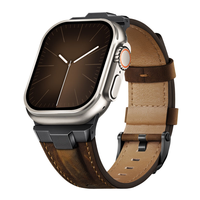 Bracelet en cuir robuste et durable avec connecteur métallique pour Apple Watch Ultra 49 mm pour femmes et hommes, compatible avec iWatch Ultra 10 9 8 7 6 5