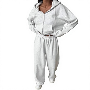 Custom <b>Womens</b> Tracksuit Heavy <b>Fleece</b> Hoodie <b>Jogger</b> Set Puff Print Apparel Manufacturer - Product Image 2