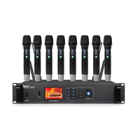 Microphone sans fil UHF dynamique à huit canaux avec directivité cardioïde, connecteur XLR, construction métallique pour podcasts