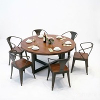 Chaises en bois rétro américaines, ensembles de tables d'hôtel en bois