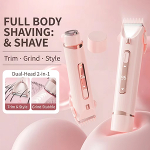 Tondeuse à cheveux électrique à double tête pour femmes, épilateur corporel indolore avec lumière auxiliaire pour la zone du bikini, du visage et des aisselles - Product Image 2