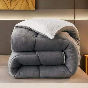 Wholesale Cheap 160x240cm <strong>Double</strong> Sided White Sherpa/<strong>Teddy</strong> <strong>Fleece</strong> Fabric 250gsm Polyester Filling Soft Flannel Blanket - Product Image 2