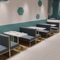 Meubles de restaurant de luxe à lumière directe d'usine siège de carte d'art en fer chaise de salle à manger ensemble de table en marbre meubles commerciaux de ménage