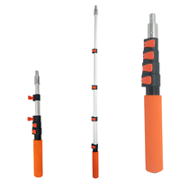 Manche d'extension pour lavage de voiture avec poignée antidérapante orange, manche court en aluminium pour le detailing automobile et le nettoyage ponctuel domestique
