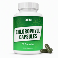 Capsules de chlorophylle en marque privée OEM, 60 unités en flacon, capsules alimentaires pour adultes, certifiées Halal, emballage personnalisé, vente en gros