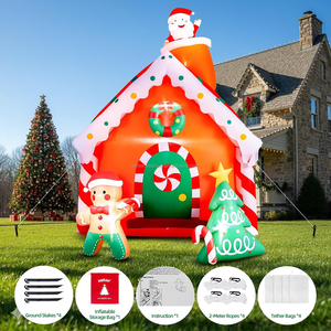 <span class=keywords><strong>Maison</strong></span> de Noël gonflable de 7,5 pieds avec Père Noël et bonhomme en pain d'épices, éclairage LED pour jardin, pelouse, <span class=keywords><strong>maison</strong></span>, décoration extérieure de Noël - Product Image 6