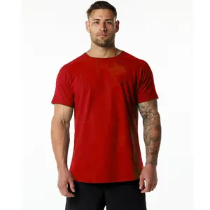 Best Selling Impressão Casual Gym Wear Para Homens Fitness Training Gym T Shirt Sólida Em Torno Do Pescoço Dos Homens Moda Camisa
