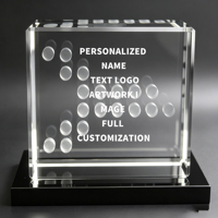 Trofeo de Cristal Neelpure 140235 con Patrón de Puntos Grabado en 3D y Base Negra para Premios Corporativos
