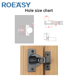 Roeasy Tường-nhúng bản lề 35mm cup hai cách siêu ngắn cánh tay thủy lực đệm Bản lề cho tủ điện & tấm bên hẹp - Product Image 4