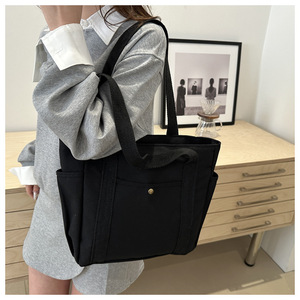 Sac de courses réutilisable écologique en toile de coton tissée avec logo personnalisé, avec poches à fermeture éclair pour les voyages et les cadeaux - Product Image 6