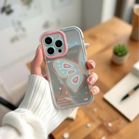 Étui de téléphone portable 15/14 Pro Max avec étui de protection, motif papillon animal peint à la main, silicone souple, finition miroir, antichoc