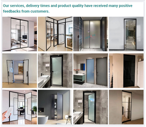 Porte intérieure battante HDSAFE <span class=keywords><strong>pour</strong></span> bureau, salle de bain, toilettes, simple ou double vitrage, avec serrure, <span class=keywords><strong>cadre</strong></span> fin en aluminium, <span class=keywords><strong>pour</strong></span> hôtel, villa - Product Image 4