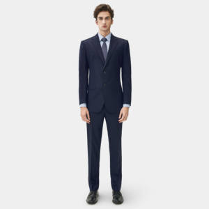 Costumes d'affaires de haute qualité pour hommes, style <span class=keywords><strong>italien</strong></span>, bleu foncé, laine, deux pièces, <span class=keywords><strong>costume</strong></span> de mariage, blazer respirant - Product Image 3