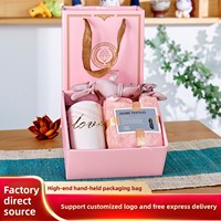 Coffret Cadeau Logo Personnalisé Luxe Tasse Céramique et Serviette Combo pour Faveurs Mariage Demande Demoiselle d'Honneur et Événements d'Entreprise