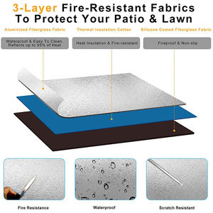 YIHUAXING Semicircular <strong>Fireplace</strong> Carpet Floor Mats Anti-Slip Fire Retardant Fiberglass Accessory Type Charcoal Cooking <strong>Covers</strong> - Product Image 2