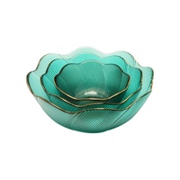 Groothandel Maat Clear Glas Fruit Cake Lader Platen Glas Kralen Bowls Met Gouden Rand