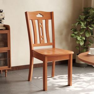 Silla de comedor de madera maciza con respaldo, color madera natural, para uso doméstico, estilo nórdico. - Product Image 2