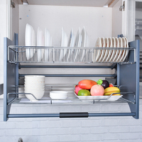 Cesta de puxar para armário de cozinha, cestas de puxar para fora, de aço inoxidável, suporte para baixo, cesta de armazenamento, tigela, prateleira de elevação WB-004