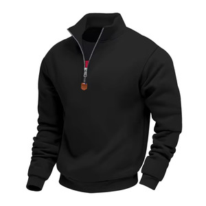 Sudadera al por mayor con media cremallera, de poliéster, cuello alto, corte regular, logo minimalista, casual, para exteriores, marca privada, para hombre - Product Image 3