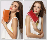 Dompet wanita, dompet wanita kulit minyak lilin, dompet dan dompet RFID wanita, tempat multi kartu, dompet ritsleting