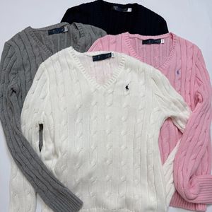 Maglione di Alta Qualità in Puro <span class=keywords><strong>Cotone</strong></span> con Scollo a V, Stile Coreano con Ricami e Maniche Lunghe per <span class=keywords><strong>Donna</strong></span>, Primavera e Autunno - Product Image 1