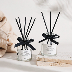 Custom Private Label Empty clear Round air Freshener Glass Essential Oil Reed <strong>Diffuser</strong> Bottle 50ml <strong>with</strong> <strong>Sticks</strong> for Home Decor - Product Image 5