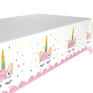 Cook Party Unicorn <b>Tablecloth</b> <b>Rectangle</b> 1 Pc Birthday Party Decor Cartoon Theme - Product Image 1