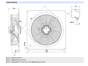 Ventilateur axial AC ebm-papst W4D500-GM03-01/F05 pour la ventilation CVC, le refroidissement des condenseurs, à haut débit d'air, durable et industriel. - Product Image 3