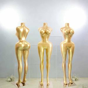 <span class=keywords><strong>Mannequin</strong></span> de présentation corps entier en fibre de verre, taille extra-large, avec tête, taille fine, poitrine et fessier généreux, finition dorée - Product Image 3