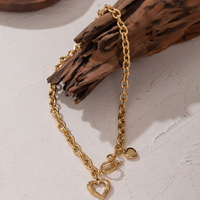 Collier pendentif cœur romantique plaqué or pour femme XY 1512, collier en acier inoxydable pour femme