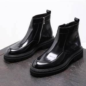 Chaussures habillées formelles pour hommes, style rétro britannique, en cuir brocart gravé, à bout carré, respirantes, grandes tailles, noires, pour mariage - Product Image 1