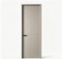 Porte intérieure battante moderne en MDF stratifié PVC, insonorisée, sans peinture, gaufrée, pour chambre à coucher, avec panneau mural et plinthe assortis