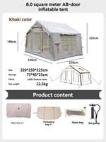 Tente gonflable 8 mètres carrés, quatre saisons, pliable, respirante, imperméable, anti-UV, pour le camping et les voyages en plein air