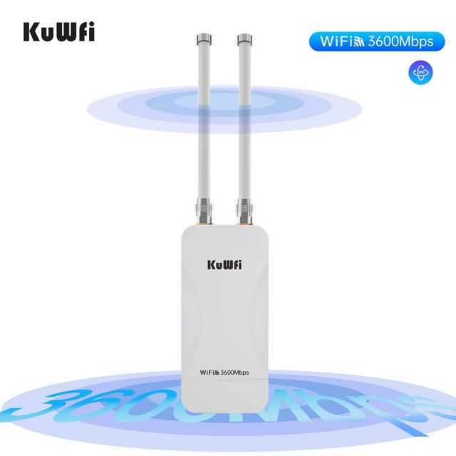 Entry-level KuWFi WiFi7 3600Mbps Dual Band Router with Dual High-gain Antennas Outdoor Wireless Access Point for Community