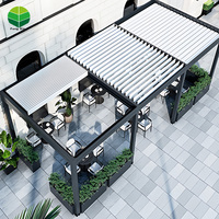 Auvent d'ouverture Auvent de toit rétractable Patio Gazebo gris étanche à la pluie Bioclimatique Bioclimatique Pergola à persiennes mobile en aluminium 4x6
