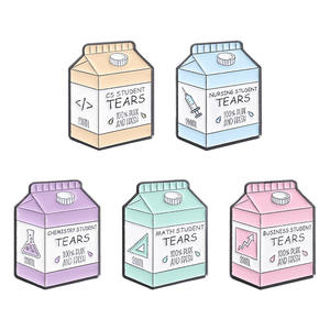 可爱搞笑三角尺搪瓷翻领针烧杯科学实验室奶盒果汁形状纪念品紫外胶印 - Product Image 5