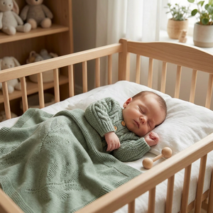 Ensemble de vêtements pour bébé en gros : Cardigan en tricot épais de qualité supérieure avec boutons en bois, couverture d'emmaillotage neutre, vêtements d'automne et d'hiver, <span class=keywords><strong>layette</strong></span> - Product Image 3