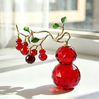 Ornement de luxe en cristal de Chine fait main en forme de grande gourde, attire la richesse, la chance et la paix ; Décoration intérieure pour armoires à vin et entrées.