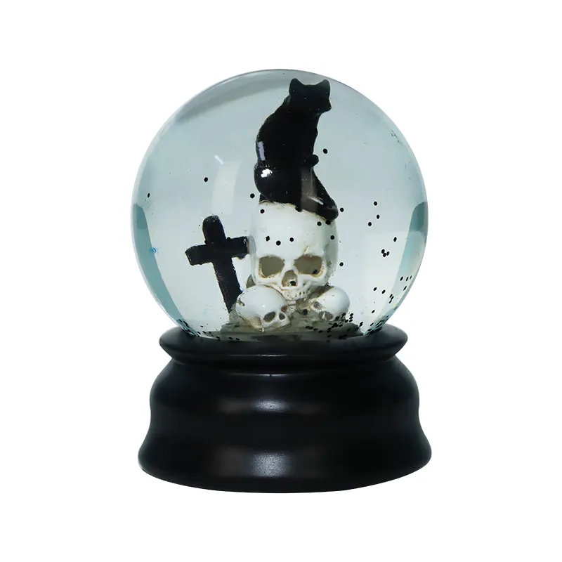 Fabricante Atacado Personalizado Snow Globe Presentes Artesanato Resina Estatueta Inserir Snow Globe Ornamentos em Halloween & Natal