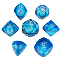 Ensemble de dés de jeu de rôle en résine liquide noire et bleue, faits à la main, écologiques, 1 pièce, dés polyédriques pour D&D, Dungeons & Dragons, Pathfinder RPG
